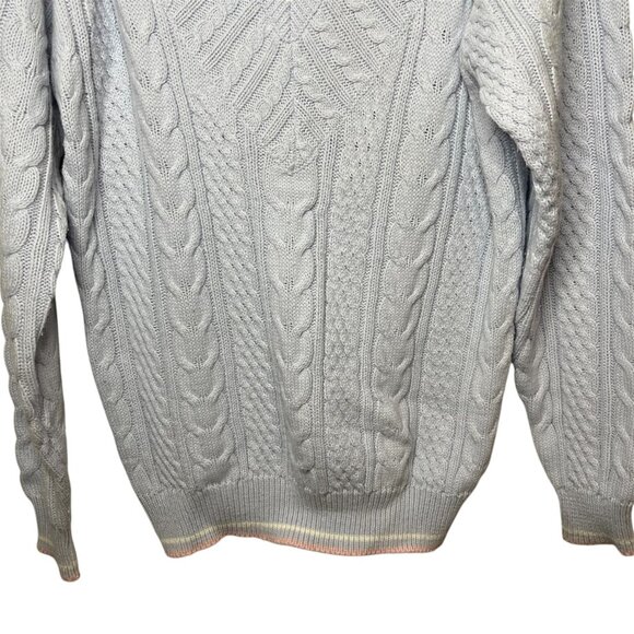 Vintage IZOD Club Cable Knit Sweater Light Blue Preppy Classic Tennis Style M - Picture 5 of 8